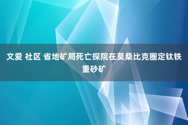 文爱 社区 省地矿局死亡探院在莫桑比克圈定钛铁重砂矿